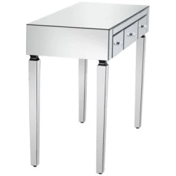 Studio 55D Thea Modern Mirrored Rectangular Desk 39 1/2" X 18" With 3-Drawer Silver Faceted Crystal Knobs For Living Room Bedroom Bedside Entryway 13 Studio 55D Thea Modern Mirrored Rectangular Desk 39 1/2" X 18" With 3-Drawer Silver Faceted Crystal Knobs For Living Room Bedroom Bedside Entryway -Furniture Shop GUEST d30101dd 7567 4375 a780 ee094ff1fe6a
