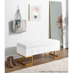 41" Midas Glam Storage Bench Steel/Velvet Gold/White - LumiSource -Furniture Shop GUEST d46928aa d220 4287 bc24 603f57ba9dd9