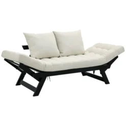 HOMCOM Single Person 3 Position Convertible Chaise Lounger Sofa Bed With 2 Large Pillows And Oak Frame 18 HOMCOM Single Person 3 Position Convertible Chaise Lounger Sofa Bed With 2 Large Pillows And Oak Frame -Furniture Shop GUEST d4a8613a 56fe 4c56 b6e5 556cd73bad10