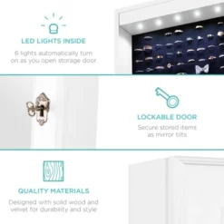 Best Choice Products 6-Tier Standing Mirror Lockable Storage Organizer Cabinet Armoire W/ LED Lights -Furniture Shop GUEST d6439492 b0d9 465d 9d99 83997e77f5c5