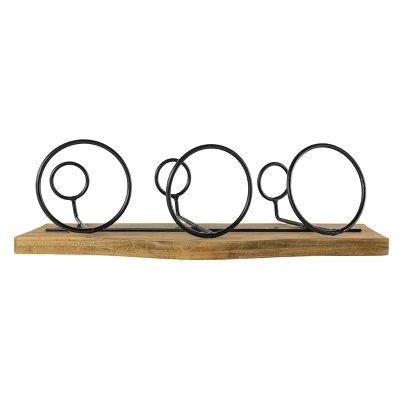 Black Metal & Wood Space Saving Wine Holder - Foreside Home & Garden 4 Black Metal & Wood Space Saving Wine Holder - Foreside Home & Garden - Image 2