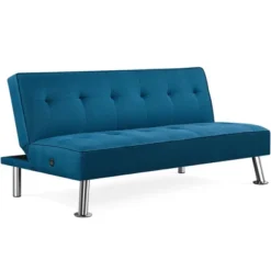 Yaheetech Modern Fabric Convertible Futon Sofa Bed With USB Ports -Furniture Shop GUEST d70b4c77 487d 4d93 96fc 169dda4637db