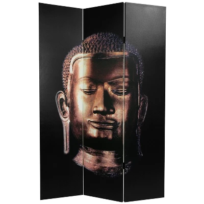 6" Double Sided Buddha Canvas Room Divider Black - Oriental Furniture 4 6" Double Sided Buddha Canvas Room Divider Black - Oriental Furniture - Image 2