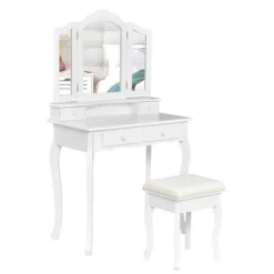 Costway Vanity Makeup Dressing Table Stool 4 Jewelry Wood Desk White 19 Costway Vanity Makeup Dressing Table Stool 4 Jewelry Wood Desk White -Furniture Shop GUEST d8f76565 b34e 4a93 96f5 4551979763a8