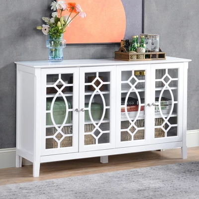 HOMCOM Modern Sideboard With Storage, Console Table, Buffet Cabinet With Glass Doors For Living Room, White 4 HOMCOM Modern Sideboard With Storage, Console Table, Buffet Cabinet With Glass Doors For Living Room, White - Image 2