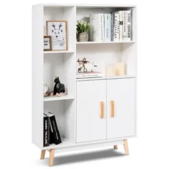 Costway Floor Storage Cabinet Free Standing Wooden Display Bookcase Side Decor Furniture -Furniture Shop GUEST d9dd2fcc 513c 4110 a989 ff16b4e363cf