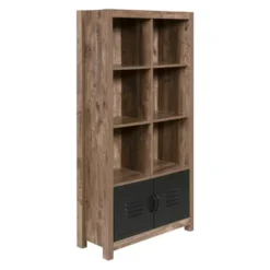 59.45" Norwood Range Bookshelf Wood And Black Metal Oak - OneSpace