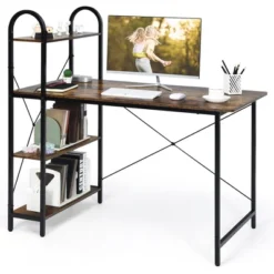 Costway 48'' Reversible Computer Desk Writing Table Workstation W/ Storage Shelf BlackBrown 23 Costway 48'' Reversible Computer Desk Writing Table Workstation W/ Storage Shelf BlackBrown -Furniture Shop GUEST dbc454cf c997 4e20 9e63 7c827cd001ed
