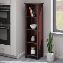 55.98" 5 Tier Milan Storage Shelf Or Bookshelf Tall Walnut - Winsome 16 55.98" 5 Tier Milan Storage Shelf Or Bookshelf Tall Walnut - Winsome -Furniture Shop GUEST dc1aaa62 dd02 4139 9657 932dcb041269