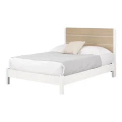 Full Munich Platform Bed With Headboard White/Soft Elm - South Shore -Furniture Shop GUEST dc633788 e2c2 48fa 8dba bc3a4e28c830