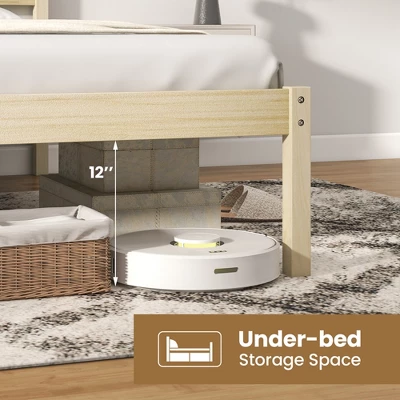 Costway Full/Queen/Twin Size Wooden Platform Bed Frame With Headboard Mattress Foundation Natural 6 Costway Full/Queen/Twin Size Wooden Platform Bed Frame With Headboard Mattress Foundation Natural - Image 4