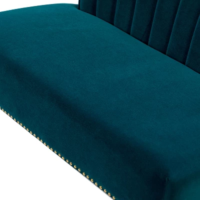 Cadmus 46" Modern Velvet Armless Loveseat With Channel-tufted Wingback For Living Room And Drawing Room| KARAT HOME 7 Cadmus 46" Modern Velvet Armless Loveseat With Channel-tufted Wingback For Living Room And Drawing Room| KARAT HOME - Image 5