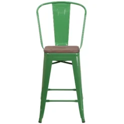 Flash Furniture 24" High Metal Counter Height Stool With Back And Wood Seat -Furniture Shop GUEST de4595d5 306d 4aa9 a175 f89ff333ba68