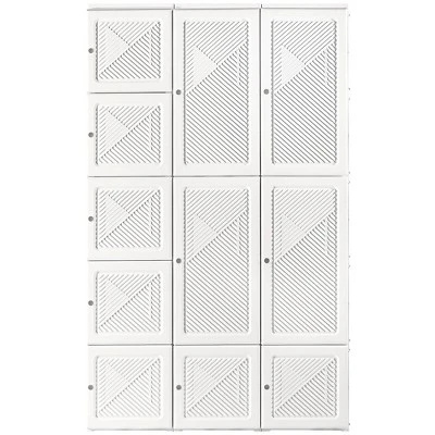 HOMCOM Portable Wardrobe Closet, Bedroom Armoire, Foldable Clothes Organizer With Cube Storage, Hanging Rods, And Magnet Doors, White 5 HOMCOM Portable Wardrobe Closet, Bedroom Armoire, Foldable Clothes Organizer With Cube Storage, Hanging Rods, And Magnet Doors, White - Image 3
