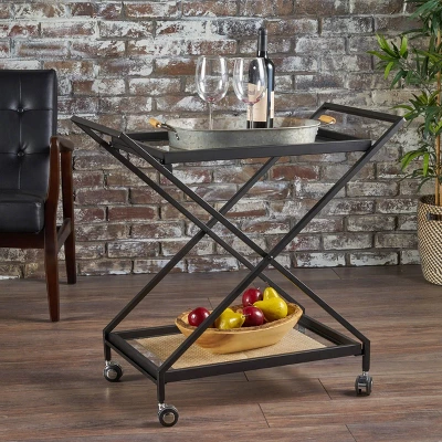 Sherianne Industrial Iron Bar Cart - Christopher Knight Home 3 Sherianne Industrial Iron Bar Cart - Christopher Knight Home