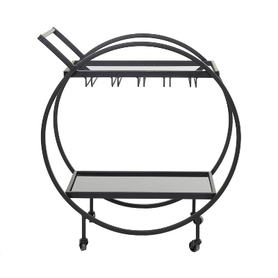Contemporary Metal Round Bar Cart - Olivia & May 5 Contemporary Metal Round Bar Cart - Olivia & May - Image 3