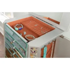 Aislin Jewelry Armoire Mirror/Silver - Powell Company -Furniture Shop GUEST df221d86 0ec5 423d b321 22c898bab998