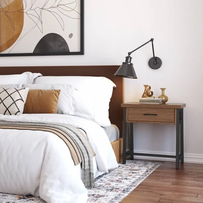 Hawkins Metal/Wood Bedside Nightstand Walnut - WyndenHall 4 Hawkins Metal/Wood Bedside Nightstand Walnut - WyndenHall - Image 2