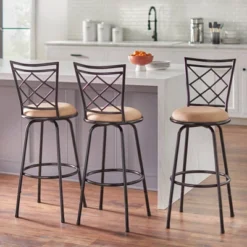 Set Of 3 Avery Adjustable Metal Barstool - Buylateral
