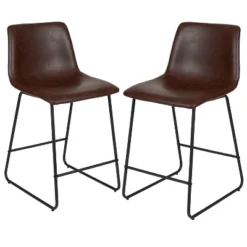 Merrick Lane 24 Inch Faux Counter Height Bucket Seat Stools, Set Of 2 -Furniture Shop GUEST e016a2b5 f42e 48de ab68 57e241751512 1