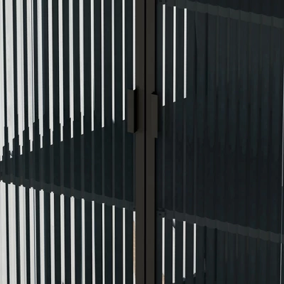 61.61" High Contemporary Glass Door Cabinet With Two Levels Of Storage, Black - ModernLuxe 7 61.61" High Contemporary Glass Door Cabinet With Two Levels Of Storage, Black - ModernLuxe - Image 5