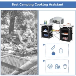 Costway Folding Portable Aluminum Camping Grill Table W/ Storage Organizer Windscreen Black 16 Costway Folding Portable Aluminum Camping Grill Table W/ Storage Organizer Windscreen Black -Furniture Shop GUEST e08eece7 53d5 4407 9909 e991980870cd