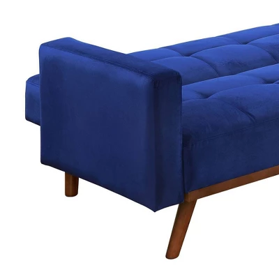 76" Tanitha Sofa Blue Velvet/Natural Finish - Acme Furniture 5 76" Tanitha Sofa Blue Velvet/Natural Finish - Acme Furniture - Image 3