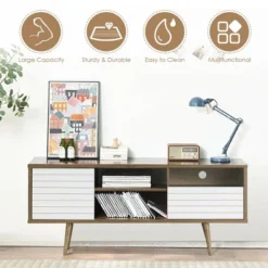 Costway Modern TV Stand/Console Cabinet 3 Shelves Storage Drawer Splayed Leg Wood/White 15 Costway Modern TV Stand/Console Cabinet 3 Shelves Storage Drawer Splayed Leg Wood/White -Furniture Shop GUEST e1ce365a d1f2 4256 a374 237ecccec1cf