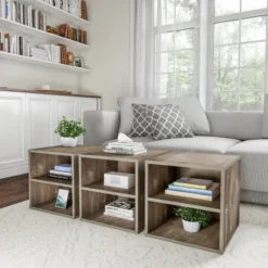 End Table - Stackable Contemporary Minimalist Modular Cube Accent Table Double Shelves For Bedroom, Living Room Or Office By Hastings Home (Gray) 12 End Table - Stackable Contemporary Minimalist Modular Cube Accent Table Double Shelves For Bedroom, Living Room Or Office By Hastings Home (Gray) -Furniture Shop GUEST e1d27f04 6299 4e99 9ac5 8707dd4cd8a0