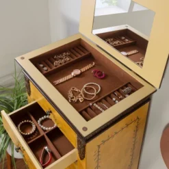 Beatrice Antique Parchment Hand Painted Jewelry Armoire - Powell Company -Furniture Shop GUEST e2e5afd7 c178 42fb 9098 e08edcb21e41