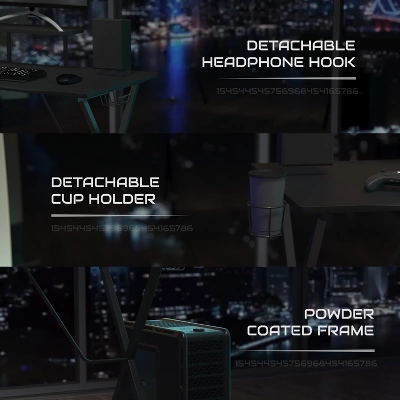 BlackArc Delta Gaming Setup: Reclining Chair With Lumbar Support & Headrest; Desk With Detachable Headphone Hook/Cupholder & Monitor Stand 7 BlackArc Delta Gaming Setup: Reclining Chair With Lumbar Support & Headrest; Desk With Detachable Headphone Hook/Cupholder & Monitor Stand - Image 5