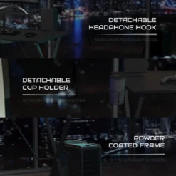 BlackArc Gamma Gaming Desk & Chair Set - Black & Red High Back Gaming Chair With Flip-Up Arms; Desk With Detachable Headphone Hook/Cupholder 18 BlackArc Gamma Gaming Desk & Chair Set - Black & Red High Back Gaming Chair With Flip-Up Arms; Desk With Detachable Headphone Hook/Cupholder -Furniture Shop GUEST e356fe2f 90f1 4a38 b82b 9542e2a916b4