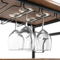 Best Choice Products 45in Industrial Wood Shelf Bar & Wine Storage Service Cart W/ Bottle & Glass Racks, Locking Wheels -Furniture Shop GUEST e402f752 3f9c 493f 9291 b08c4ed94934