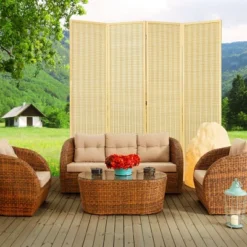 Costway 4 Panel Room Divider Screen Portable Folding 6 Ft Partition Screen -Furniture Shop GUEST e40bfda3 340b 41d7 a114 2c82e74baa56