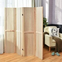Costway 4-Panel Pegboard Display 5' Tall Folding Privacy Screen Craft Display -Furniture Shop GUEST e414b08d 8bc2 424c b1d7 06e568badb21