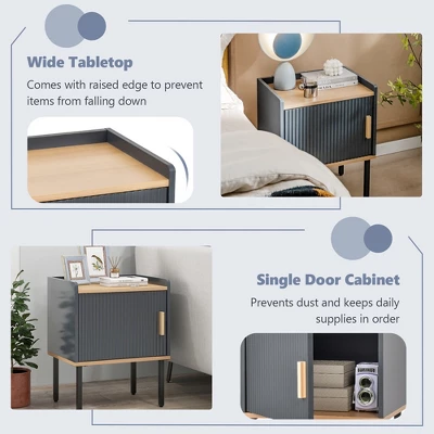 Costway Nightstand Bedside End Table With Door Cabinet For Living Room Bedroom 9 Costway Nightstand Bedside End Table With Door Cabinet For Living Room Bedroom - Image 7