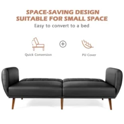 Costway Convertible Futon Sofa Bed PU Adjustable Couch Sleeper W/Wood Legs 18 Costway Convertible Futon Sofa Bed PU Adjustable Couch Sleeper W/Wood Legs -Furniture Shop GUEST e526bb9d 1b30 48ce 9f79 98b73d0375ec
