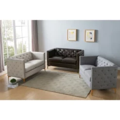 Gasper Tufted Upholstered Loveseat Light Gray - HOMES: Inside + Out -Furniture Shop GUEST e5346638 0066 49e4 bc0a e56154d91e22