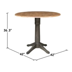 42" Round Dual Drop Leaf Counter Height Dining Table With 4 Splat Back Stools Hickory/Washed Coal - International Concepts 18 42" Round Dual Drop Leaf Counter Height Dining Table With 4 Splat Back Stools Hickory/Washed Coal - International Concepts -Furniture Shop GUEST e5722018 5757 4f94 b417 a687ff364db6