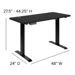 Flash Furniture 48" Wide Black Electric Height Adjustable Standing Desk With Designer Armless White Ribbed Swivel Task Office Chair -Furniture Shop GUEST e69b26d2 fda6 416b b964 8fcb12ea2b00