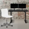 Flash Furniture 48" Wide Black Electric Height Adjustable Standing Desk With Designer Armless White Ribbed Swivel Task Office Chair -Furniture Shop GUEST e7e2c556 55ac 4b68 8cb9 02e85bbe756c