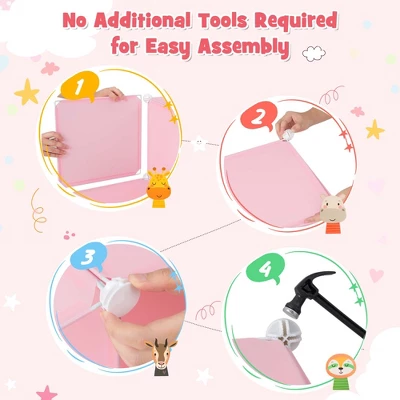 Costway 12-Cube Kids Wardrobe Baby Dresser Bedroom Armoire Clothes Hanging Closet With Door Blue/Pink 8 Costway 12-Cube Kids Wardrobe Baby Dresser Bedroom Armoire Clothes Hanging Closet With Door Blue/Pink - Image 6