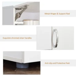 HOMCOM 66" Buffet With Hutch, Freestanding Kitchen Pantry With 2 Large Cabinets, 1 Pull Up Cabinet, 3 Drawers & Wide Countertop, White 10 HOMCOM 66" Buffet With Hutch, Freestanding Kitchen Pantry With 2 Large Cabinets, 1 Pull Up Cabinet, 3 Drawers & Wide Countertop, White -Furniture Shop GUEST e88114fb ec7a 4780 8bb0 d8c7d31a12de