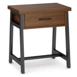 Hawkins Metal/Wood Bedside Nightstand Walnut - WyndenHall
