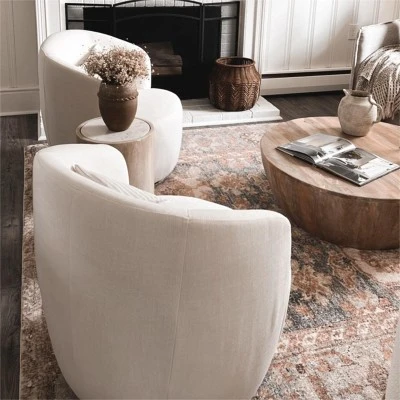Bella Swivel Barrel Chairs Set Of 2,Contemporary Farmhouse 28'' Seat Width Linen Swivel Chair,Armrest 360° Swivel Nursery Chair-Maison Boucle 10 Bella Swivel Barrel Chairs Set Of 2,Contemporary Farmhouse 28'' Seat Width Linen Swivel Chair,Armrest 360° Swivel Nursery Chair-Maison Boucle - Image 8