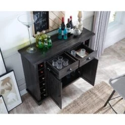 Home Source Bar Cabinet Bookshelf With Glass Doors In Chocolate Finish -Furniture Shop GUEST ea3740d8 48dc 4fae a9b3 1b9233bc91a6