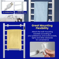 Costway Freestanding Wall Mounted Towel Warmer 6-Bar Aluminum Heated Towel Rack W/ Timer 14 Costway Freestanding Wall Mounted Towel Warmer 6-Bar Aluminum Heated Towel Rack W/ Timer -Furniture Shop GUEST ea92c9e4 cb3e 431b b00c db537822280c