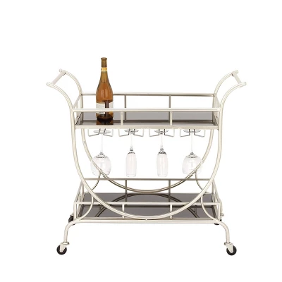Modern 2 Tier Cart Silver - Olivia & May 8 Modern 2 Tier Cart Silver - Olivia & May - Image 6