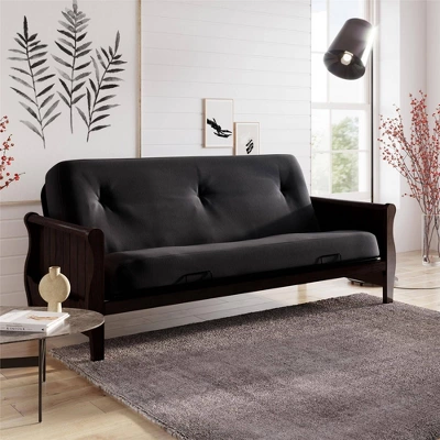 Full Chester Wood Arm Futon Frame With 8" Polyester Mattress - Room & Joy 3 Full Chester Wood Arm Futon Frame With 8" Polyester Mattress - Room & Joy