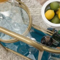 Coral Cape Bar Cart With Metal And Glass Satin Gold - Sauder -Furniture Shop GUEST ec86472b f576 49eb 9d42 6e4c87d36ad8